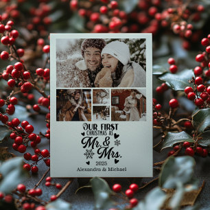 5 Photo Snowflakes Christmas Mr and Mrs  Holiday Card