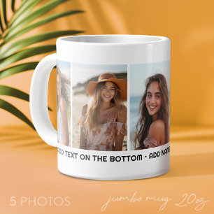 5 Photo Template Modern Minimal Text Under Photo Large Coffee Mug