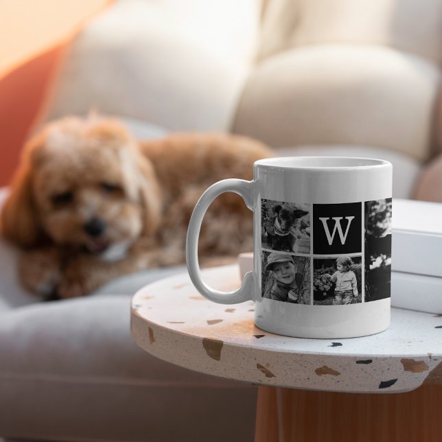 5-Photo Template Personalised Monogram Coffee Mug (Creator Uploaded)