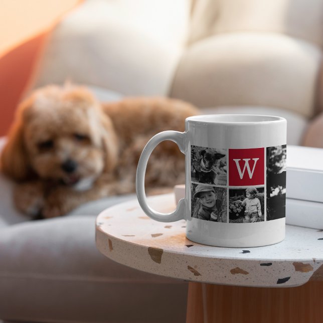 5-Photo Template Personalised Monogram Coffee Mug (Creator Uploaded)