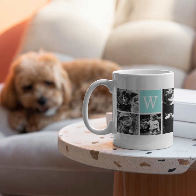 5-Photo Template Personalised Monogram Coffee Mug (Creator Uploaded)