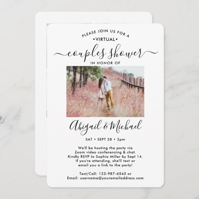 5 Photo Virtual Couples Bridal Shower by Mail Invitation (Front/Back)