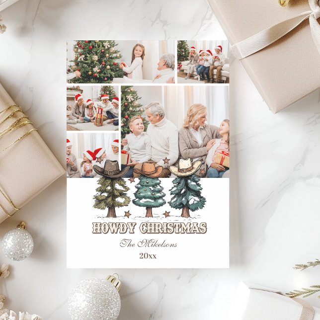 5 photo Western Howdy Christmas Holiday Card (Creator Uploaded)