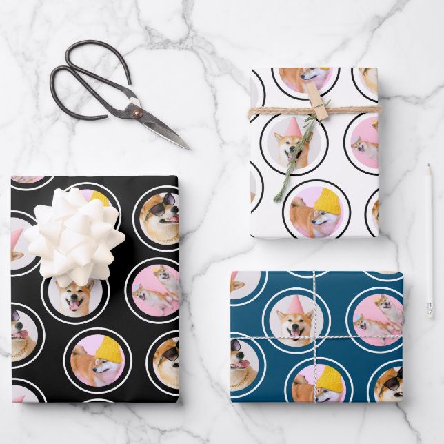 5 Photograph random scattered pattern personalised Wrapping Paper Sheet (Front)