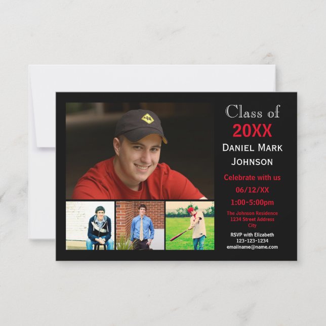 5 Photos Collage - 3x5 Graduation Announcement (Front)