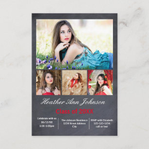 5 Photos Collage Vertical - 3x5 Grad Announcement