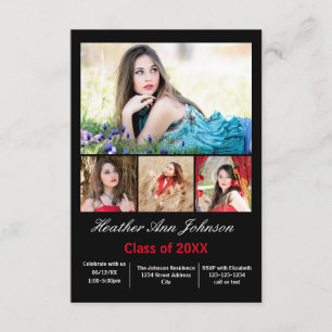 5 Photos Collage Vertical - 3x5 Grad  Announcement