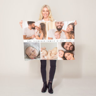 5 Photos Gallery Family Collage Personalised Fleece Blanket