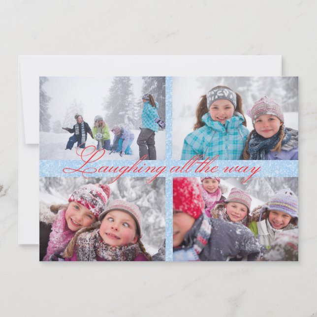5 Photos Laughing All The Way - Christmas Card (Front)