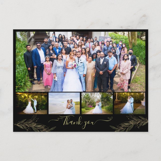 5 photos personalised thank you card template (Front)