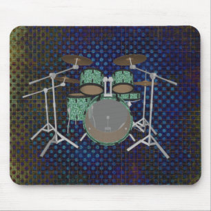 5 Piece Drum Kit - Custom Green Drums - Mousepad