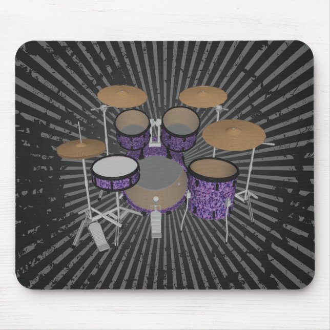 5 Piece Drum Kit - Custom Violet Drums - Mousepad (Front)