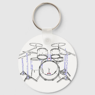 5 Piece Drum Kit: Marker Drawing: Key Ring