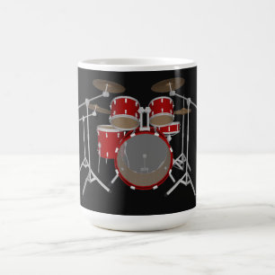 5 Piece Drum Kit - Red - Coffee Mug - Drum Set