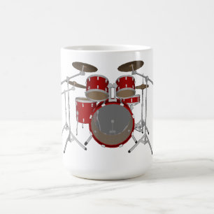 5 Piece Drum Kit - Red - Coffee Mug - Drum Set