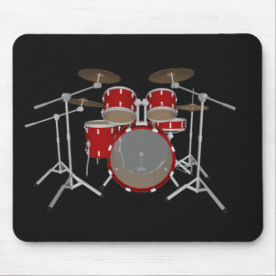 5 Piece Drum Kit - Red Finish - Drums Mousepad