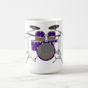 5 Piece Drum Kit: Violet: Coffee Mug: Drums Set Mug