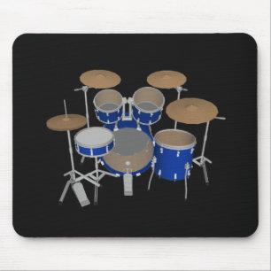 5 Piece Drum Set - Blue Finish - Black Mousepad