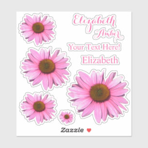 5 Pink Cone Flowers, Names & Your Text