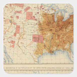 5 Population 1870, 1880 Square Sticker