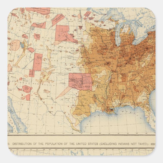 5 Population 1870, 1880 Square Sticker (Front)