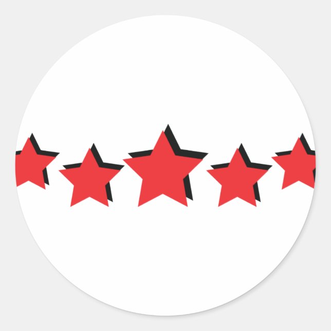 5 red stars deluxe classic round sticker (Front)