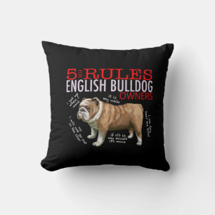 5 Rules for English bulldog Owners Bulldog Dad Mum Cushion