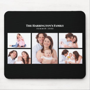 5 Sections Custom Photo Simple Elegant Black Frame Mouse Pad