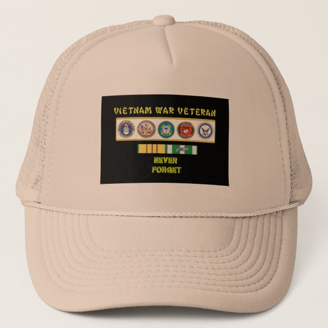5 SERVICES VIETNAM WAR VET TRUCKER HAT (Front)