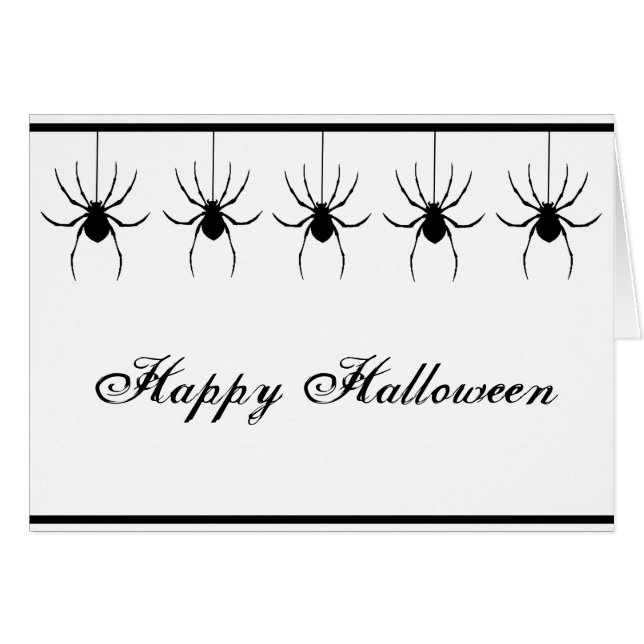 5 Silhouette Spiders Hanging Halloween Card (Front Horizontal)
