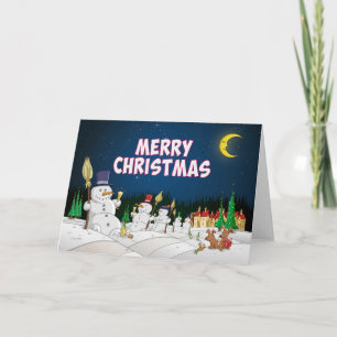5 snowmen wish you good holidays card
