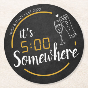 5 Somewhere Wedding Shower Drink Coaster Favour