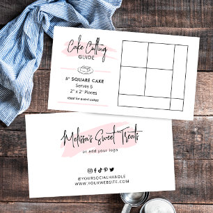 5" Square Party Cake Cutting Guide 2x2 Servings Enclosure Card