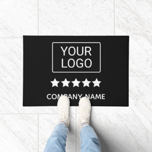 5 Star Business Logo Minimal Professional Black Doormat