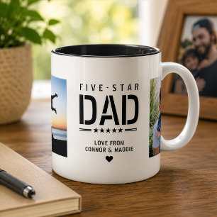 5 STAR DAD Modern Cool 2 Photo Father's Day Mug