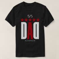 5 Star Dad Red White Typography Name Personalised