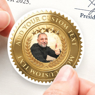5-Star Funny Photo Achievement Custom 3D Foil Classic Round Sticker
