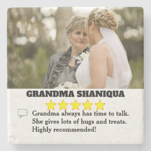 5 Star Grandma Review with Photo Stone Coaster