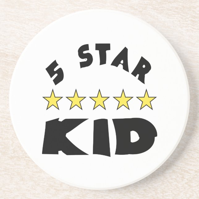 5 Star Kid Black Letters Coaster (Front)