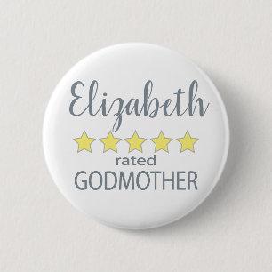 5 Star Rated Godmother 6 Cm Round Badge