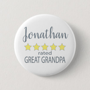 5 Star Rated Great Grandpa 6 Cm Round Badge