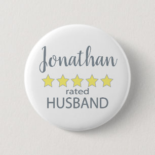 5 Star Rated Husband 6 Cm Round Badge