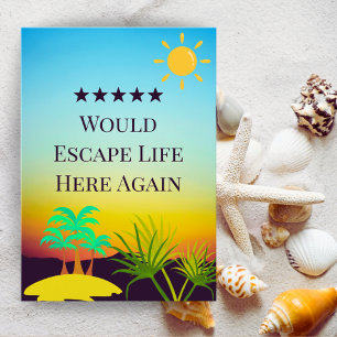 5 Star Rental Host Review Editable Guest Sunset  Thank You Card