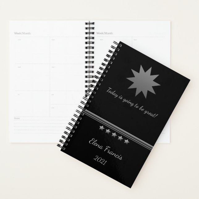 5 Star Silver Text Black Professional Planner (Display)