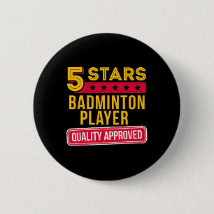 5 Stars Badminton Player - Funny Racquet Sport Gif 6 Cm Round Badge