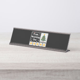 5 Stars Xmas Tree Am Working For Christmas Break Desk Name Plate