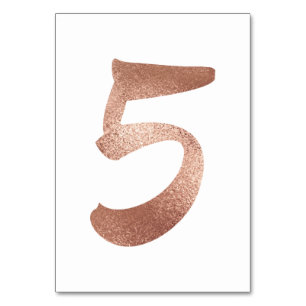 5 Table  Number White Metallic Pink Rose Gold Table Number
