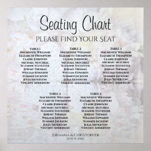 5 Table White Reflections Wedding Seating Chart