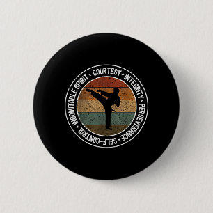 5 Tenet of Taekwondo Vintage Taekwondo Kicking 6 Cm Round Badge