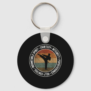 5 Tenet of Taekwondo Vintage Taekwondo Kicking Key Ring